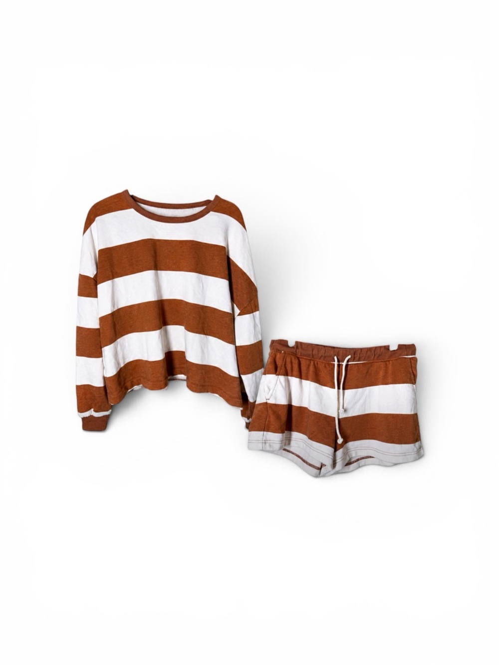 Lou & Grey Rust and White Striped Two-Piece Matched Set Size L - Picture 2 of 8